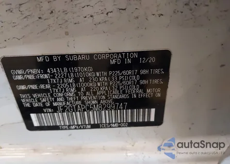 2021 Subaru Crosstrek Premium from USA, damaged, VIN JF2GTAPC5M8299747